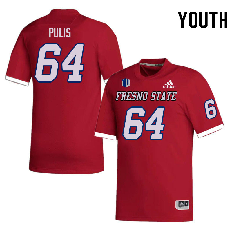 Youth #64 Hayden Pulis Fresno State Bulldogs College Football Jerseys Stitched Sale-Red